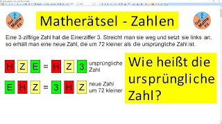 Matherätsel Zahlenaufgabe - Wie heißt die ursprüngliche Zahl?