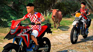 GTA V: VIDA REAL | TENTANDO FUGIR DAS VACA COM MEU AMIGO TIQUNHO NA TRILHA🔥