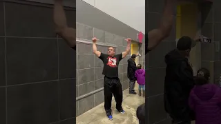 WWE legend RVD coming out of the restroom with a chanting crowd!