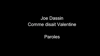 Joe Dassin-Comme disait Valentine-paroles