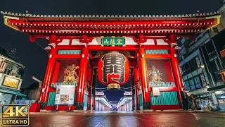 Walking the Backstreets Asakusa at Midnight | Empty Tokyo - 4K