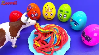Numberblocks - Satisfying Video l How to Make Playdoh Noddles into Egg Cutting ASMR