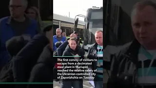 Ukrainian Civilians Escape Mariupol Steel Plant