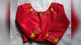 Easy blouse neck and sleeves embroidery design || Full tutorial