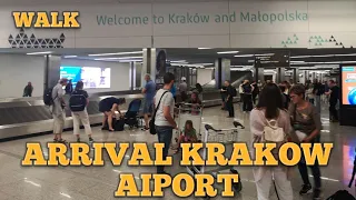 Arrival Krakow Airport and walk to the Airport train station