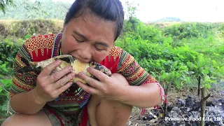 Primitive Skills Fishing Catch Lots Fish At River - Cooking Fish Eating Delicious