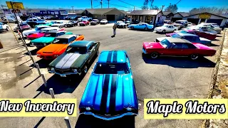 Classic American Muscle Car Lot Inventory Update Maple Motors 2/19/24 Hot Rods For Sale Deals USA