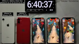 iPhone Xr vs 11 vs 12 vs 13 vs 14 Full Battery Drain Test | iOS16.3.1 Battery Test