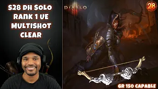 S28 DH Solo Rank 1 UE Multishot clear.....with Leonine bow!  Diablo 3.