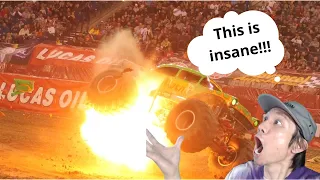 Asian Guy Reacts To Monster Jam Insane Crashes! [Unbelievable!]