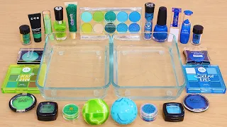 Blue vs Green - Mixing Makeup Eyeshadow Into Slime ASMR 438 Satisfying Slime Video
