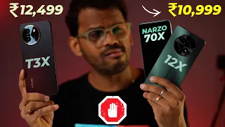 VIVO T3X vs Realme 12X 5G/Realme Narzo 70X 5G - Best 5G Phones Under 15000