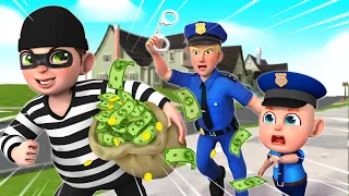 Baby Police Chase Thief - Locked the Thief in Prison - Poile Song | More Nursery Rhymes & Kids Songs