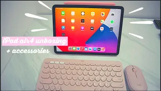Latest ipad unboxing,🍎iPad air4 2020 unboxing with engraving( Rosegold, 256GB) + accessories 🍁|India