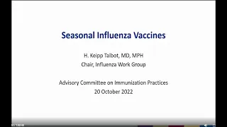 Oct 20, 2022 ACIP Meeting - Influenza Vaccines, Dengue Vaccines & Monkeypox Vaccines