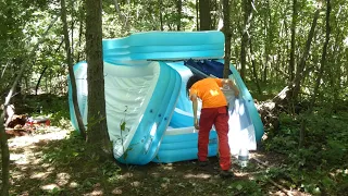 Inflatable Pool Shelter Overnight In The Forest