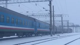 «В снегопад!» ЭП1-170 с пассажирским поездом №027 «Нижний Бестях/Благовещенск-Владивосток