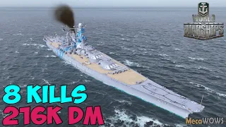 World of WarShips | Yamato | 8 KILLS | 216K Damage - Replay Gameplay 4K 60 fps