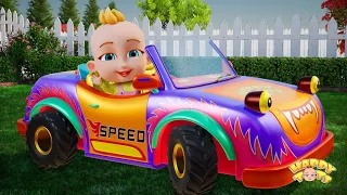 Wheels On The Monster Car | Monster Car Song | Nursery Rhymes for Kids | Happy Tots