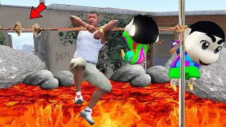 GTA 5: Franklin Shinchan & Pinchan's Hanging On Extreme Lava Challenge In GTA 5!