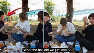 Astro's hilarious reaction when they saw a couple KISSING behind them! 💋