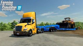 Farming Simulator 22 - 2022 FREIGHTLINER CASCADIA Truck Transports Oversized Cargo The Wheel Loader