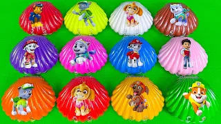 Looking SEA SHELL Slime IN THE PARK: RUBBLE, SKYE, ZUMA, ROCKY...Satisfying PAWPATROL ASMR Video