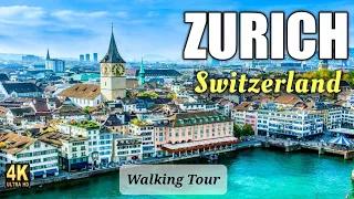 Zurich 🇨🇭 Switzerland  - Walking Tour 4K Ultra HD footage