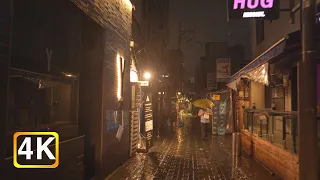 [4k] Seoul Walking - Walking the alleys of Ikseon-dong, Seoul at dawn on a rainy day