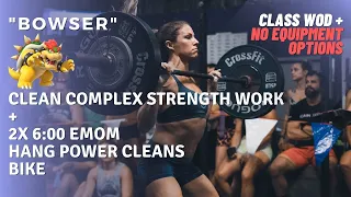 "Bowser" | Clean Complex + Moderate/Heavy Load Barbell Cycling WOD (Hang Power Cleans + Bike)