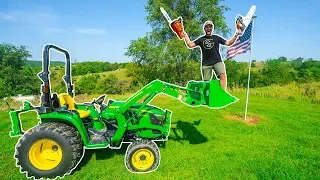 CUTTING TREES DOWN in My BACKYARD!!! (I Broke The Tractor)