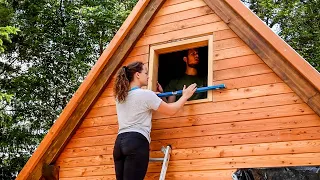 TIMELAPSE - Tiny OFF GRID CABIN Build In 20 Minutes By Young Couple