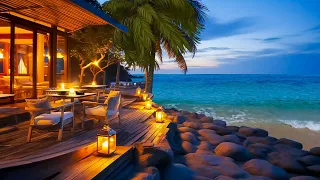 🍷Tropical Night Bossa Nova Ambience with Relaxing Ocean Waves & Romantic Jazz Music