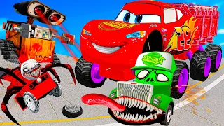 Lightning McQueen and MATER vs ZOMBIE Choochoo Wall-e Pixar cars Zombie apocalypse in  BeamNG.drive