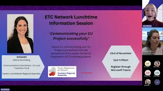 Communicating your EU Project successfully with Helena Stromberg, Eastern&Midland Regional Assembly