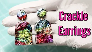 Foil Crackle Earrings: Polymer clay, Metal Leaf & Alcohol Inks!