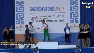 Balkan Athletics Indoor Championships 60m women award ceremony