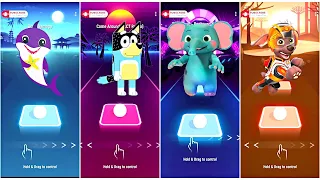 Baby Shark vs Bluey vs Cocomelon vs Paw Patrol | TIles Hop EDM Rush