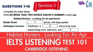 Practice IELTS Listening | Test 101 (Habitat Hunters -Looking) | Cambridge Listening | Practice Now