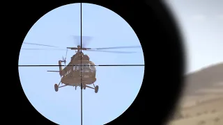 SNIPER vs Helicopter - .50 caliber M107 Barret vs Russian Helicopters | Sniping in Sahara | ARMA 3