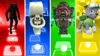 Dark Speakerman Vs Camera Toilet Vs Camo Skibidi Toilet Vs PAW Patrol Rocky - Tiles Hop EDM Rush!