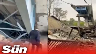 Russian forces destroy bridge in Luhansk, Ukraine