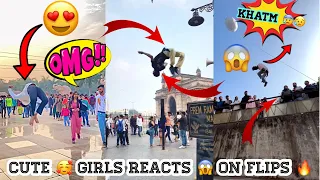 Cute 🥰 Girls Reaction 😍 Flips I Girls React On Stunts 😱 #publicreaction #girlsreaction #tiktok #flip
