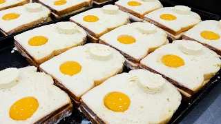 The Best Korean Egg Toast Master, rolled omelet toast, cheese toast, Korean street food