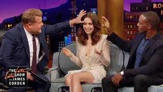 Lily Collins Gives Anthony Mackie & James Eyebrow Access