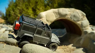 1/18 scale crawler Traxxas Trx4m defender! A quick run at my backyard course!