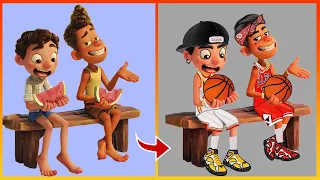 Luca Pixar Disney Glow Up Into Boston Celtics Basketball Team - Luca Disney Transformation