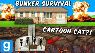 CARTOON CAT IN SECRET BUNKER?! (Garry's Mod Sandbox) UNDERGROUND BASE VS APOCALYPSE