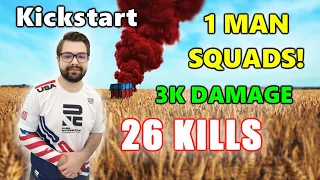 eU Kickstart - 26 KILLS (3K DAMAGE) - 1 MAN SQUADS! - PUBG