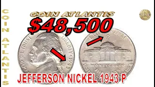 Jefferson nickel 1943 P, Nickels Are Silver & Worth A Lot Of Money! (Some Are Worth $48,500+).